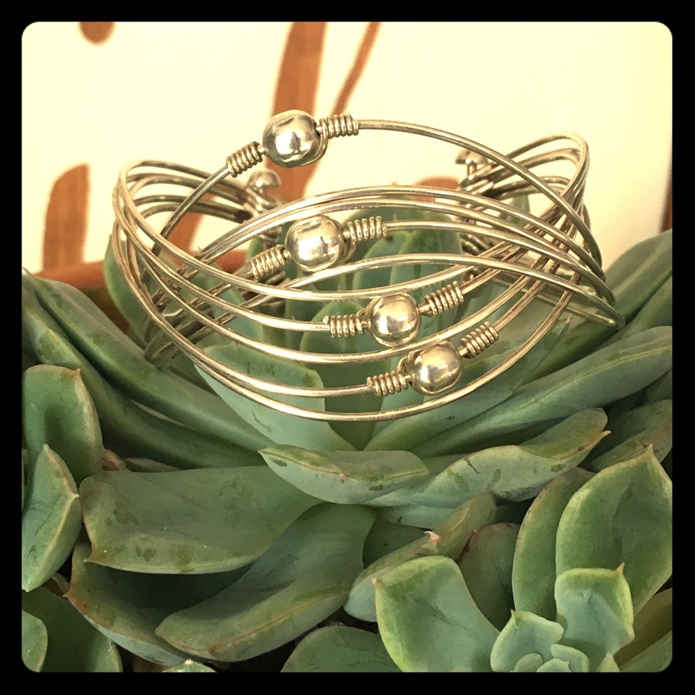 Modern silver wire cuff